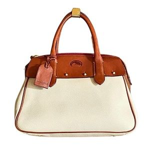 Dooney & Bourke Cream and Tan Leather Satchel Handbag